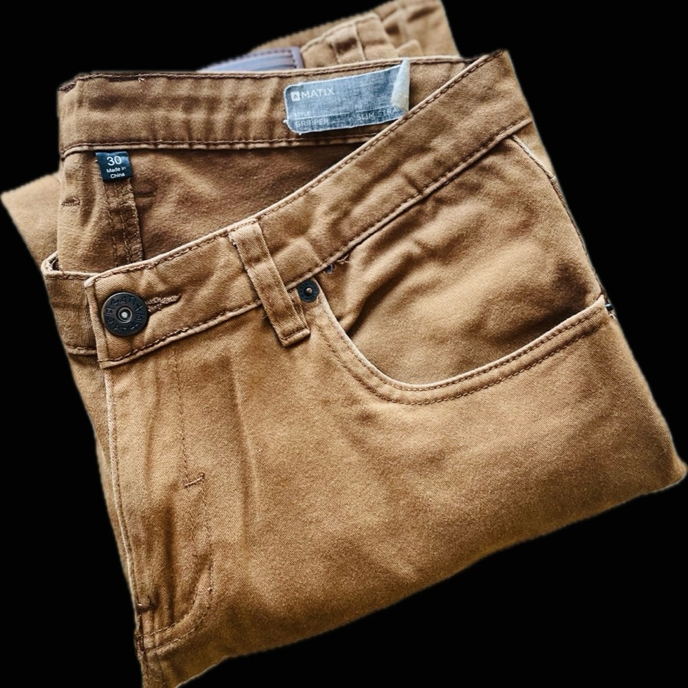 MATIX | 30 x 31 | Gripper Slim Straight Men’s Khaki Rust Tan Gold Cotton Pants